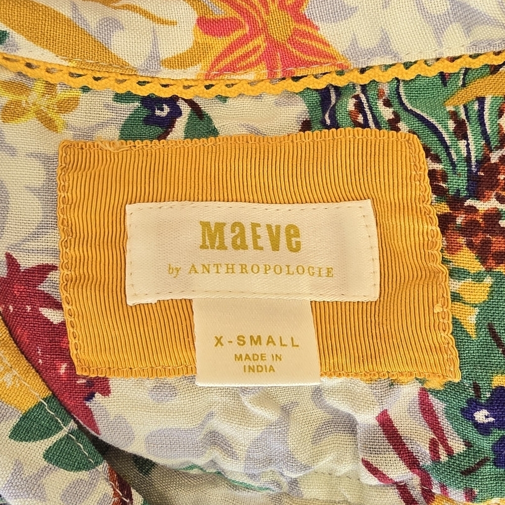 Anthropologie maeve women XS classic surf lemon linen blend short sleeve shirt. - Picture 12 of 12